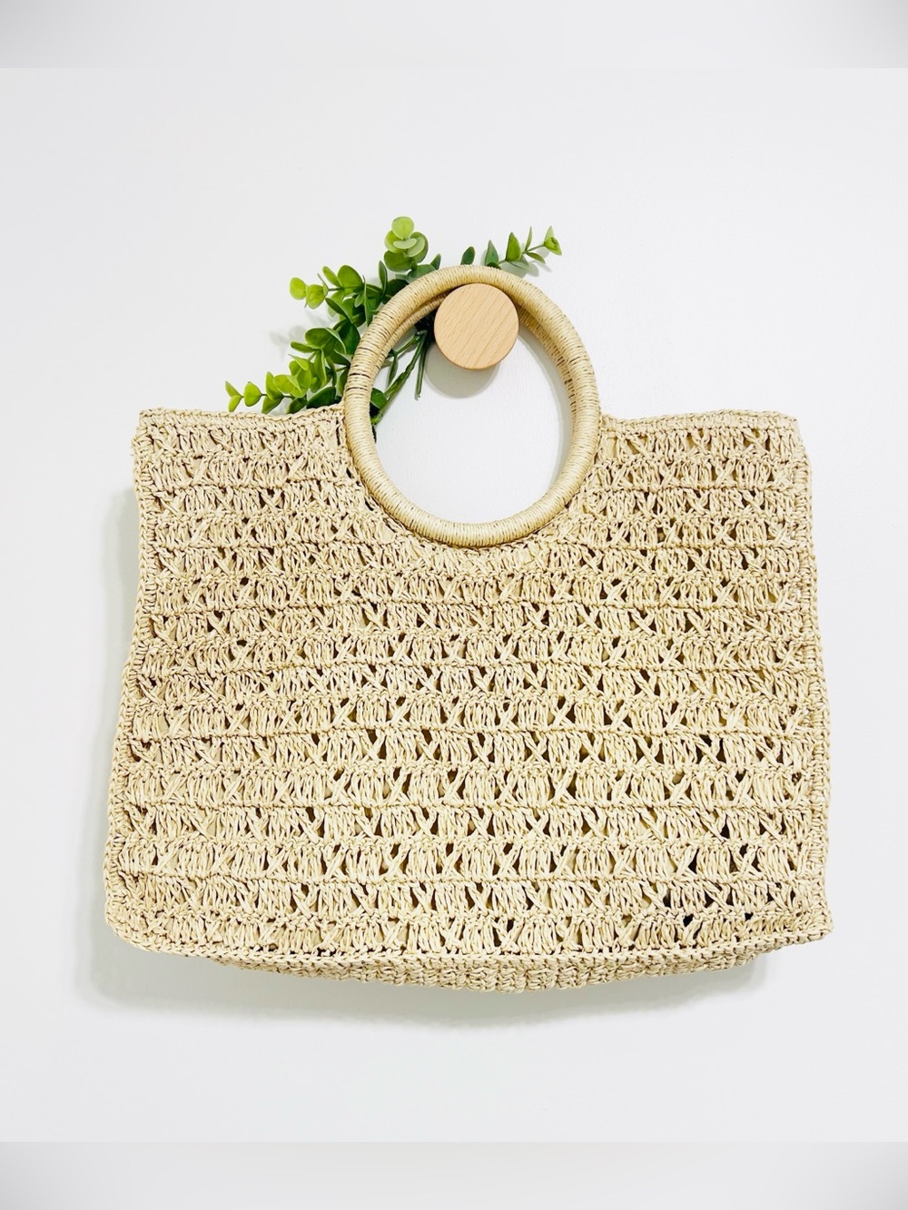 Talbots Beige Tropical Resort Summer Vacation Straw Handbag